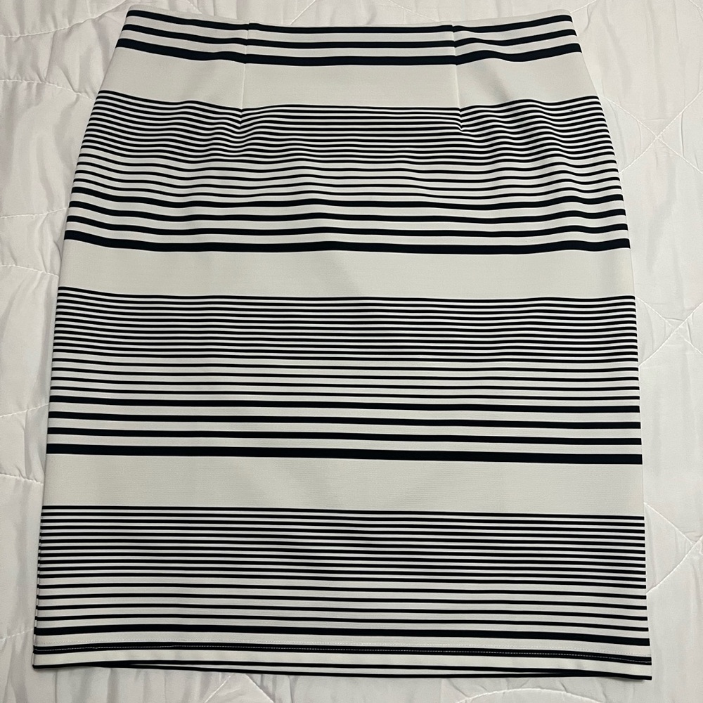 Chico's Black and White Striped Pencil Skirt